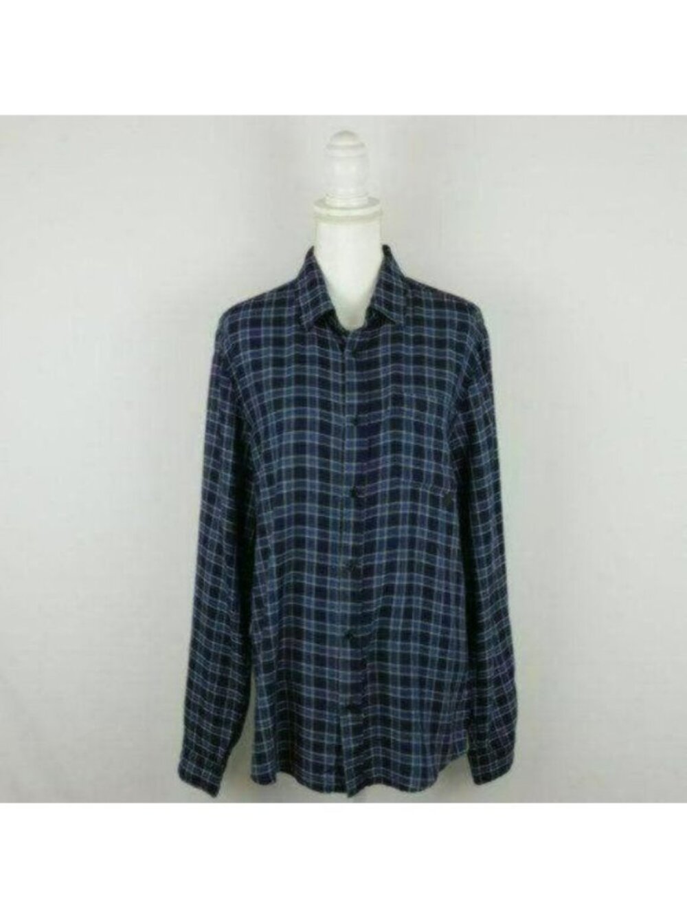 Scotch & Soda Women's Large Blue Plaid Relaxed Fit Lightweight Button Up Shirt